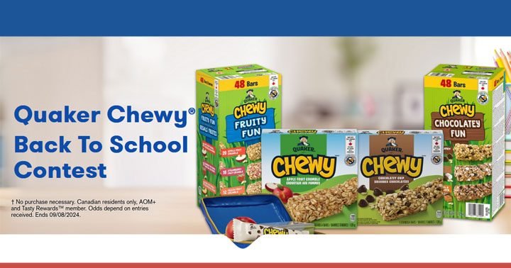 Tasty Rewards Quaker Chewy Back to School Contest